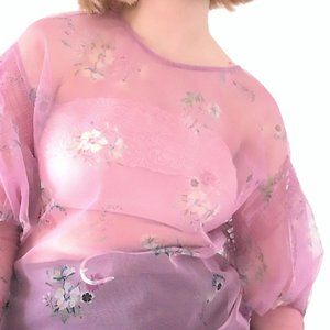 Zara Pink See Through flowery Shirt